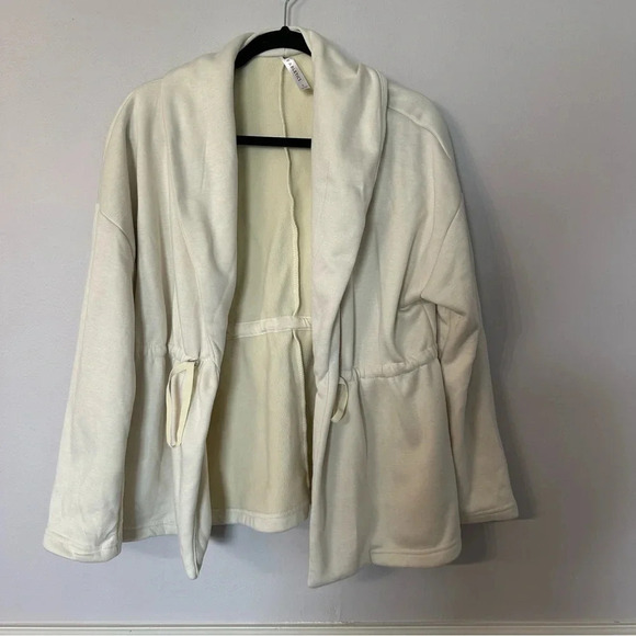 Fabletics Sage Coat in Oatmeal Women’s Long Sleeve Fleece Shawl Collar Sz S GUC - Picture 2 of 10